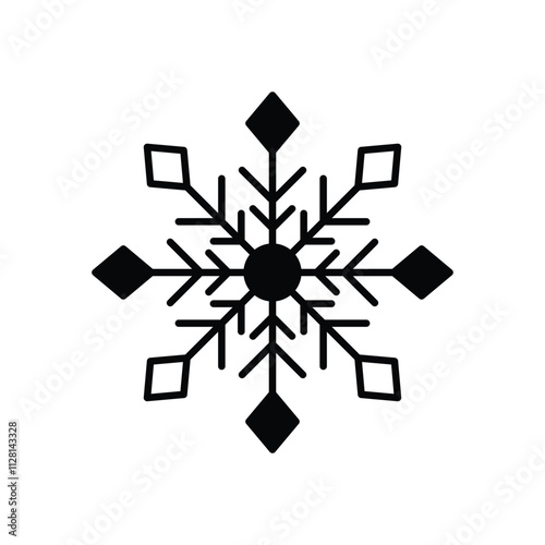 Snowflake icon isolated on a white background. Vector illustration.