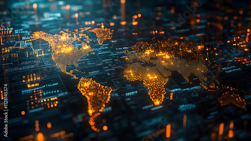 Global Digital Map with Illuminated Data Points