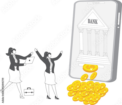 Investment Banking Financial Services, Savings and Wealth Management, Wealth Management and Lending. Isometric traders are investing in banking and making a good profit