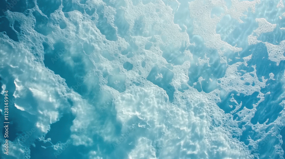 Aerial View of Bubble-Laden Ocean Water with Sunlight Reflections Creating a Tranquil and Serene Underwater Atmosphere for Relaxation and Calmness Aerial View of Bubble-Laden Ocean Water with Sunlight Reflections Creating a Tranquil and Serene Underwater Atmosphere for Relaxation and Calmness