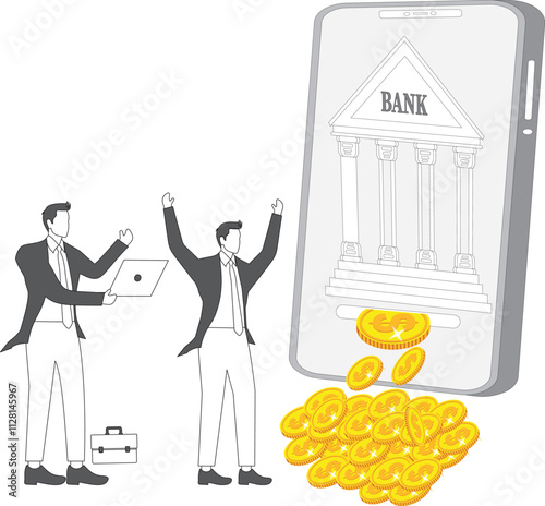 Investment Banking Financial Services, Savings and Wealth Management, Wealth Management and Lending. Isometric traders are investing in banking and making a good profit