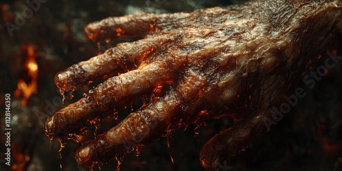 Melted Hand Burning Skin Fire Injury 8K Detailed Realistic Texture