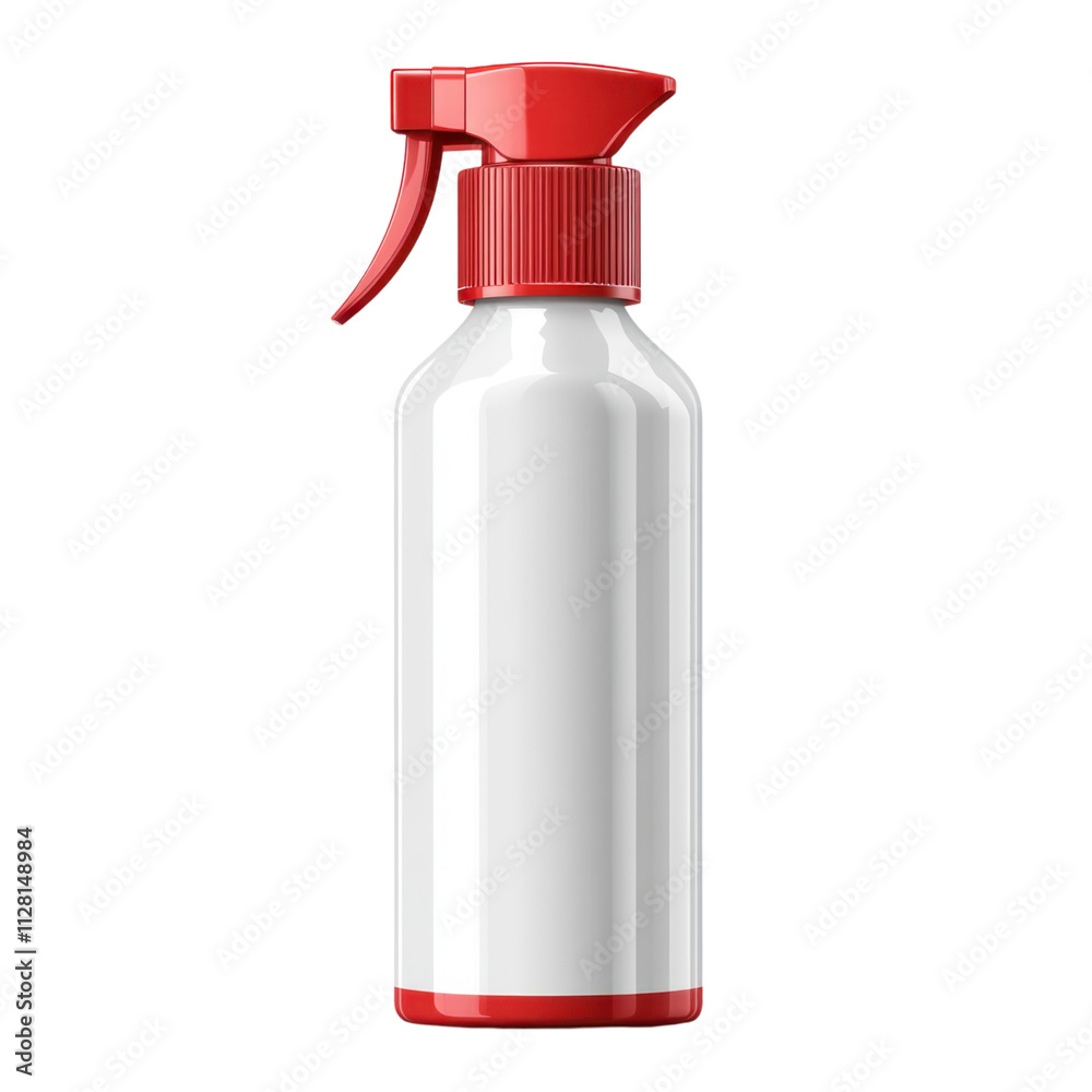 White Plastic Bottle with Red Lid on Transparent Background White Plastic Bottle with Red Lid on Transparent Background
