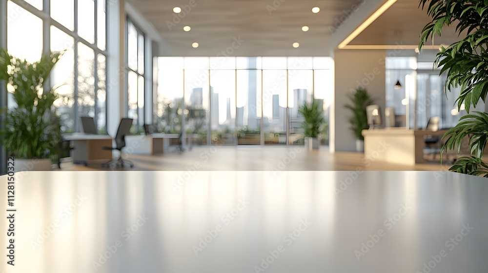 Fototapeta premium Blur focus of White open space office interior can be used as background 