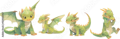 cute dragon watercolor clipart