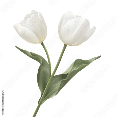 White Tulips on Transparent Background