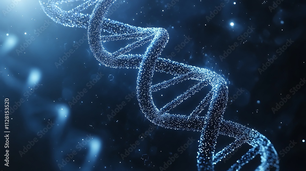 Abstract blue background with a double helix DNA Abstract blue background with a double helix DNA