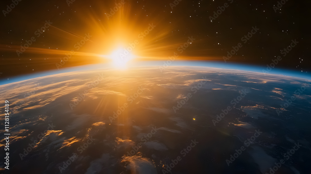 Sunrise illuminating planet Earth from space. Sunrise illuminating planet Earth from space.