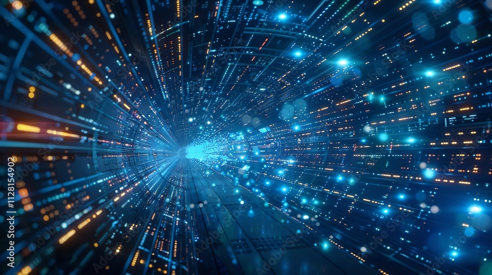 Fototapeta premium Digital Tunnel: A Journey Through Cyberspace