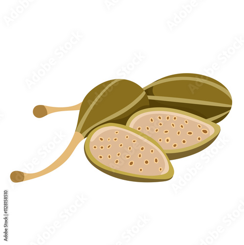 Pickled Capers Fruit Illustration Isolated on White Background