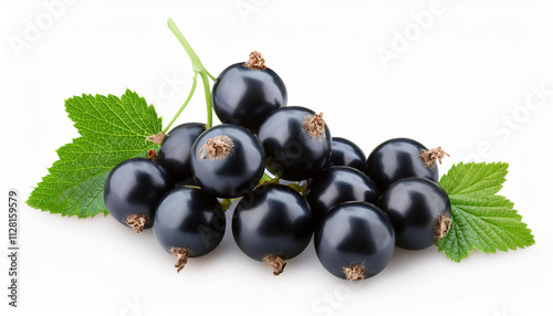 Fresh Blackcurrants with Green Leaves Healthy Berries Food Photography