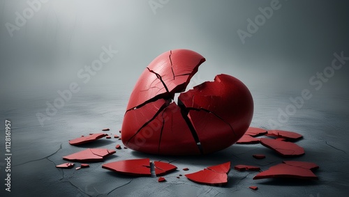 Cracked Heart on Gloomy Background - A Representation of Heartbreak
