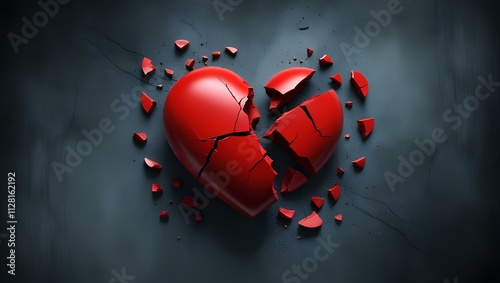 Shattered Heart with Gloomy Background - The Pain of Lost Love