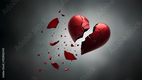 Shattered Heart on Dark and Gloomy Background