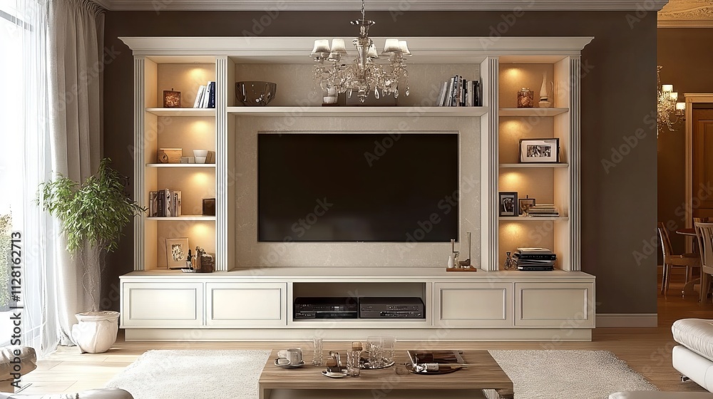 detailed living room TV unit design. modern living room with TV. detailed living room TV unit design. modern living room with TV.