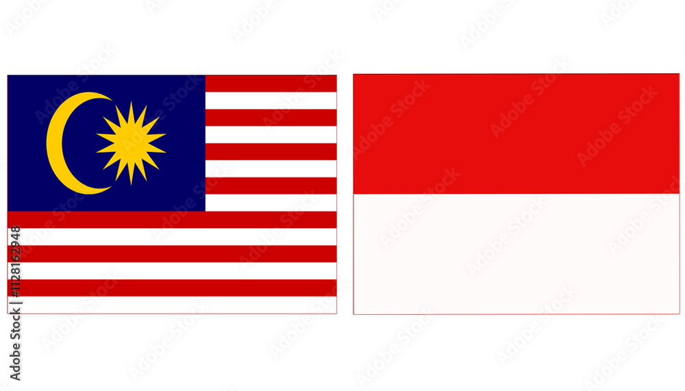 Naklejka premium Malaysia national flag with Indonesia Official flag 