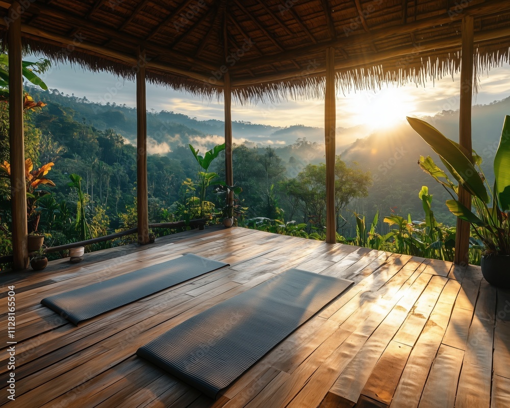 Fototapeta premium an open space in tropical spa for yoga session