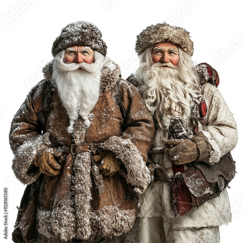 Ded Moroz and Snegurochka Russia New Year Isolated On Transparent Background  photo