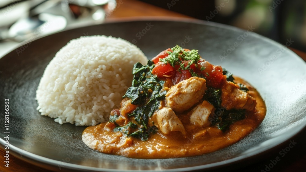 Creamy Spinach Chicken with Steamed Rice Creamy Spinach Chicken with Steamed Rice