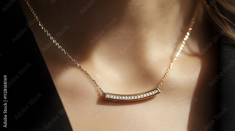 Elegant gold necklace with sparkling details. Elegant gold necklace with sparkling details.