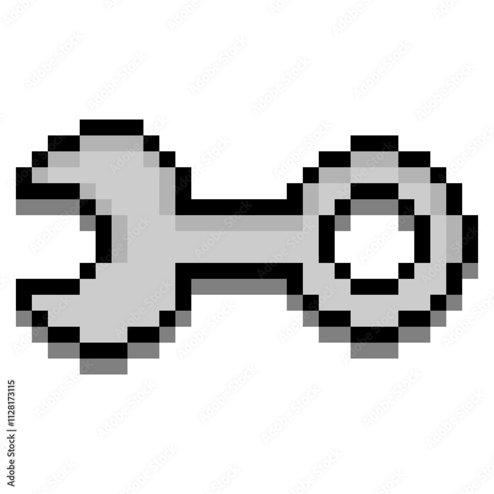 Wrench work tool in pixel art style Wrench work tool in pixel art style