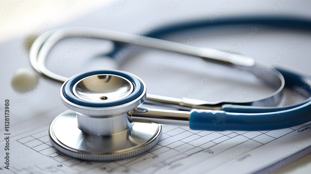 Medical Stethoscope on a Patient Chart in a Clinical Setting Medical Stethoscope on a Patient Chart in a Clinical Setting