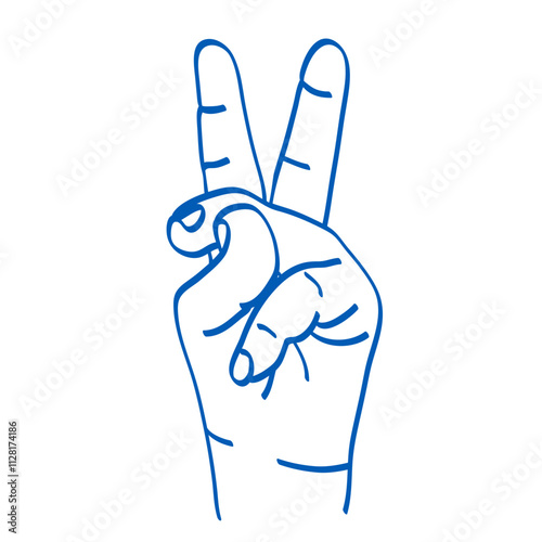 Kids hand gesture vector sketch illustration. Index, middle, ring, little fingers and thumb