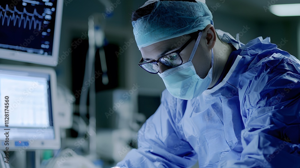 Surgeon Focused on Patient Care in Modern Operating Room Environment Surgeon Focused on Patient Care in Modern Operating Room Environment