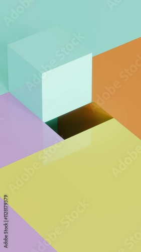 Infinite loop of colourful cubes in vertical video format,
4K 60 FPS video, looping animation.