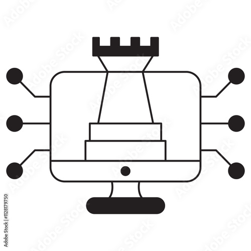 Digital Strategy Icon, Harnessing Technology to Drive Digital Transformation, Crafting a Winning Digital Strategy for Business Growth Vector