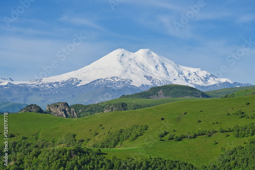 Perfect photo of Mount Elbrus in the sunny morning