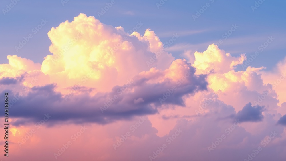 Serene Sunset Sky with Fluffy Clouds and Pastel Colors Serene Sunset Sky with Fluffy Clouds and Pastel Colors
