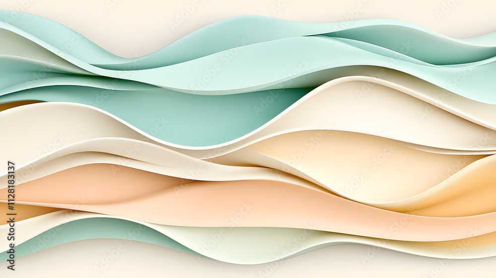 Obraz premium Flowing waves of pastel colors abstract artwork digital design creative studio aesthetic view modern concept for visual appeal