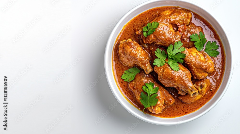 Aromatic and Flavorful Indian Chicken Curry in a White Bowl Aromatic and Flavorful Indian Chicken Curry in a White Bowl