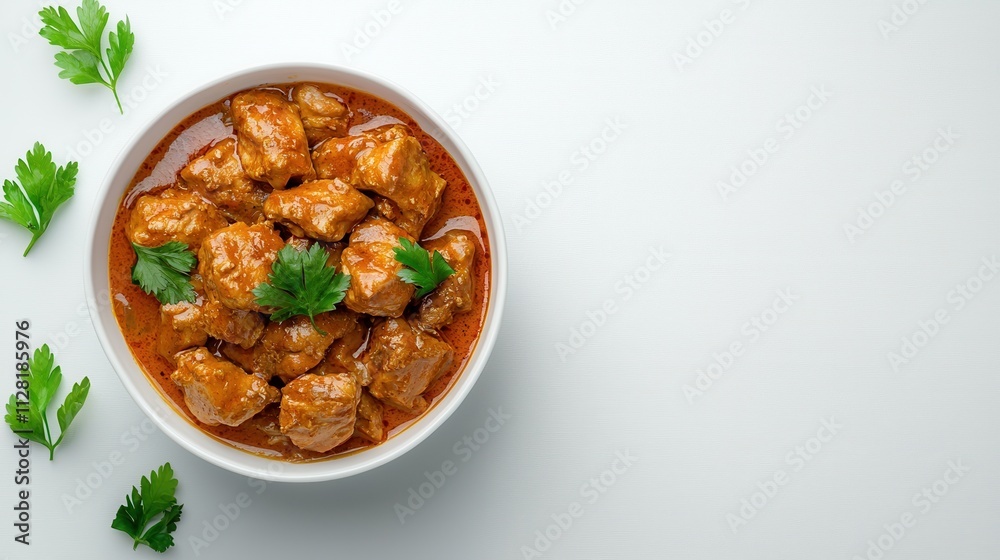 Spicy Chicken Stew with Vegetables Served in a Wooden Bowl on a White Background Spicy Chicken Stew with Vegetables Served in a Wooden Bowl on a White Background