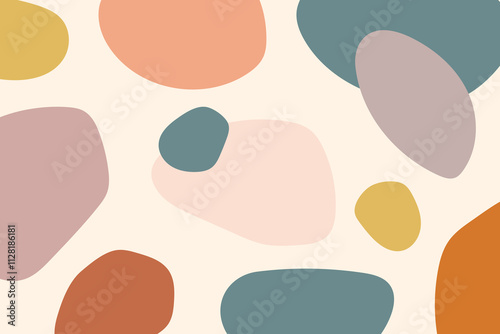 Abstract organic shapes pattern. Modern texture of pastel colorful wallpaper. Vector illustration
