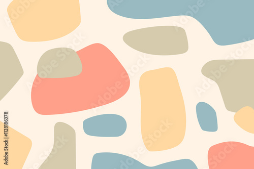Abstract organic shapes pattern. Modern texture of pastel colorful wallpaper. Vector illustration