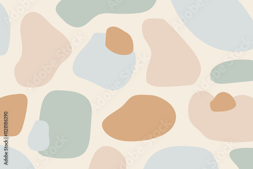 Abstract organic shapes pattern. Modern texture of pastel colorful wallpaper. Vector illustration