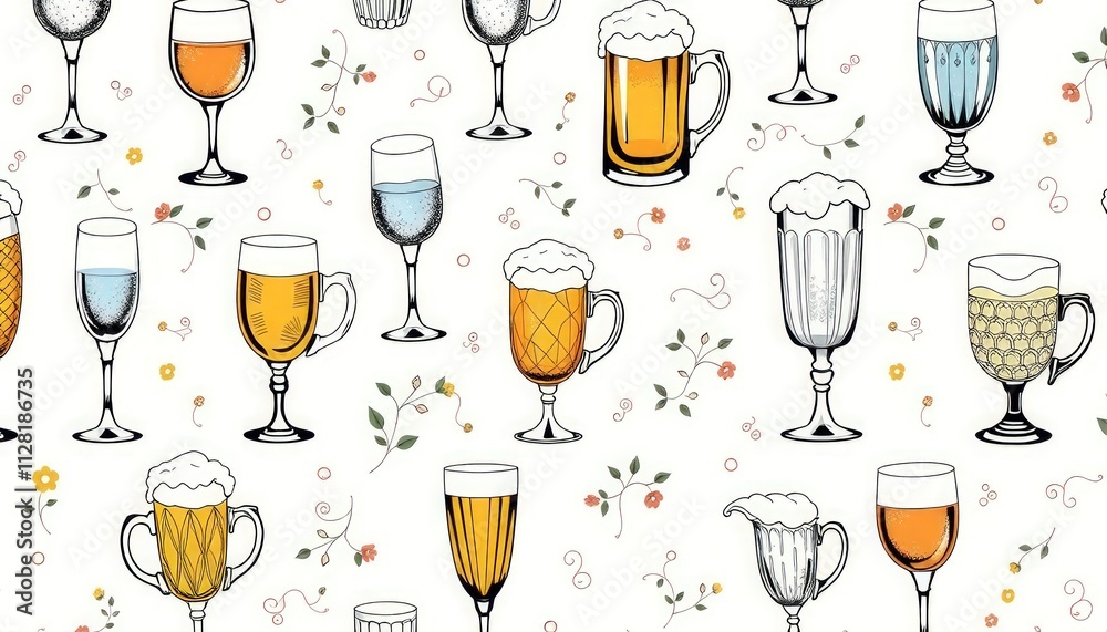 glass of beer and bottle pattrent. set of glasses of champagne. set of champagne glasses. drinks set and pattrent glass of beer and bottle pattrent. set of glasses of champagne. set of champagne glasses. drinks set and pattrent