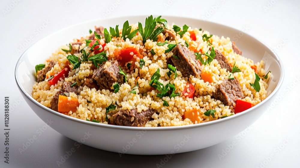 Delicious Mediterranean Style Grain Bowl with Fresh Vegetables and Herbs Delicious Mediterranean Style Grain Bowl with Fresh Vegetables and Herbs