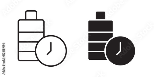 Battery life icons in flat and line style set.