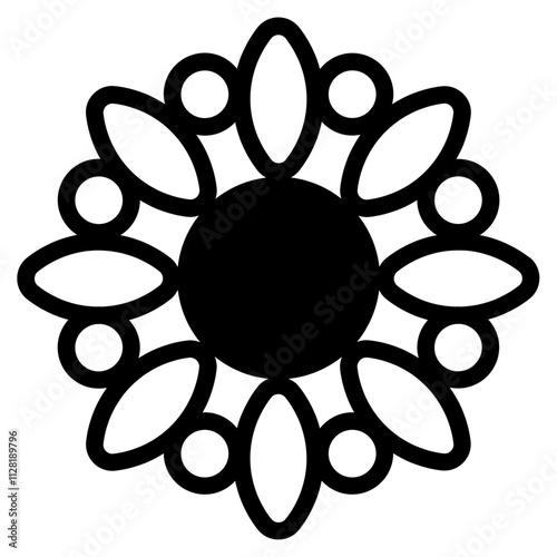 Flower brooch Solid Icon