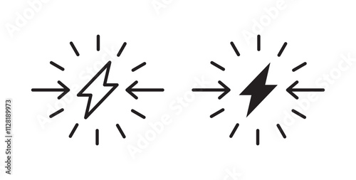 Conflict icons in flat and line style set.