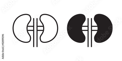 Kidney icons in flat and line style set.