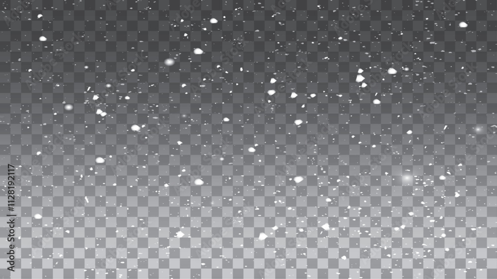 Seamless realistic falling Snow Isolated on transparent background vector illustration. Seamless realistic falling Snow Isolated on transparent background vector illustration.