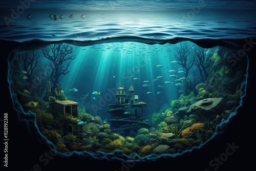 world under water with the ocean photo