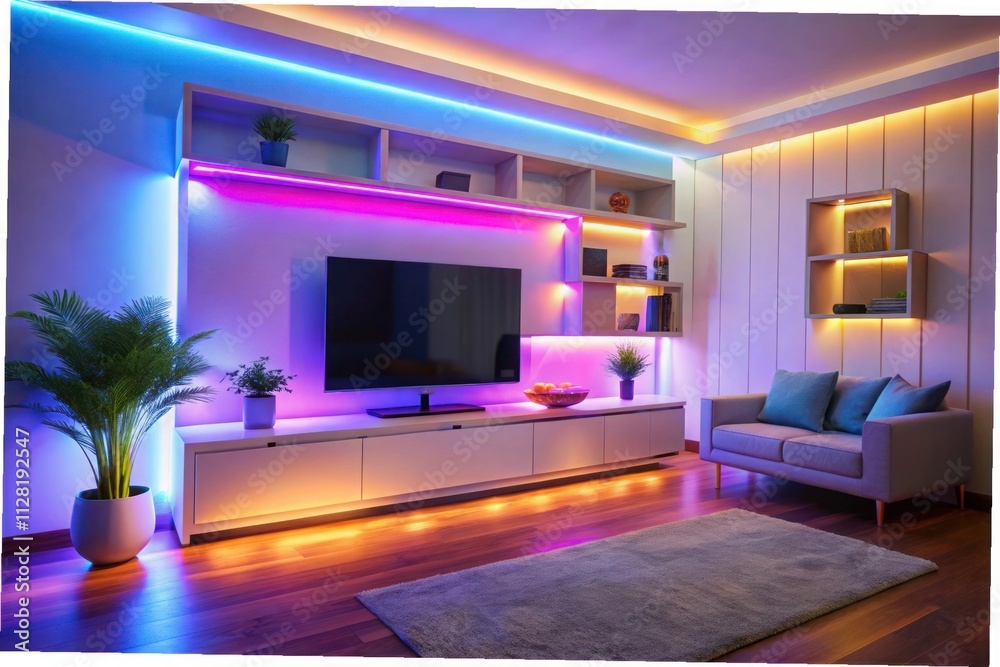 Modern Living Room with Colorful Lighting Modern Living Room with Colorful Lighting