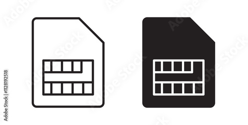 Sim card icons in flat and line style set.