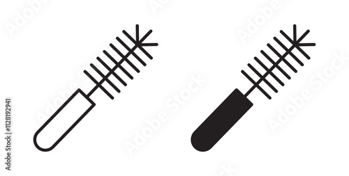 Toilet brush icons in flat and line style set.