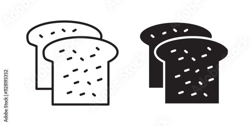 White bread icons in flat and line style set.